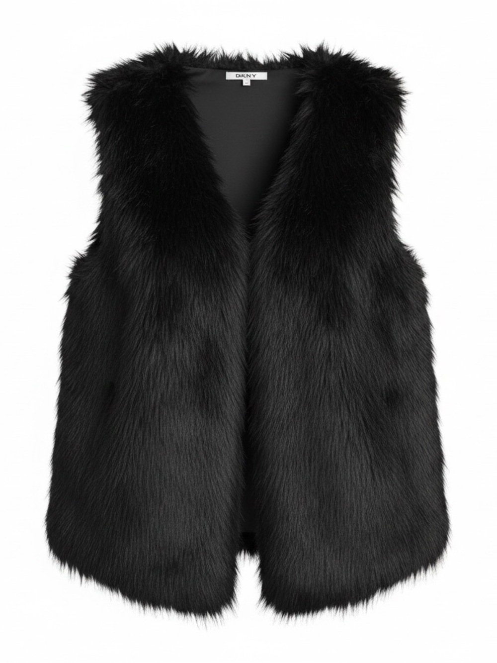 DKNYC Black Faux Fur Collar Vest